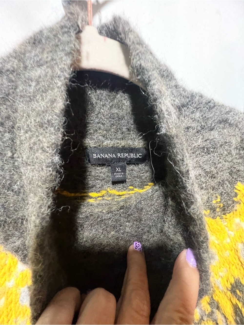 J.Crew Alpaca Wool Fair Isle Turtleneck Sweater Gray Mustard Nordic Cozy Women’s - Picture 6 of 7